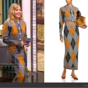 Ronny Kobo Argyle Callie Maxi Skirt and Abaje Cardigan set